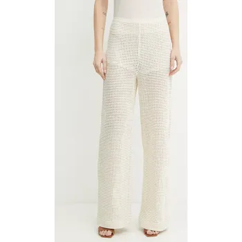 Dámské kalhoty Kalhoty Marella ETRA2 dámské, béžová barva, jednoduché, high waist, 2513781054200 01X, vel. S