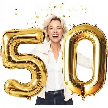 Balónek SADA balónků k 50. NAROZENINÁM zlaté BALÓNKY ČÍSLA VELKÉ XL na hélium výročí