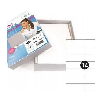 Samolepící etiketa Samolepicí etikety A4, 14 štítků na listu (105 x 42,4 mm), 100 listů
