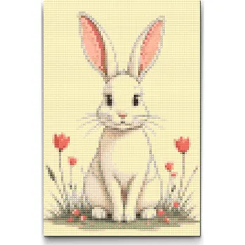 Diamantové malování Diamantové malování - Minimalistický zajíc Velikost: 20x30cm, Rámování: Pouze srolované plátno, Diamanty: Kulaté