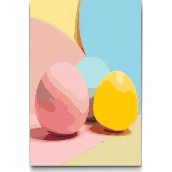 Malování podle čísel - Pastelové vejce Velikost: 20x30cm, Rámování: Pouze srolované plátno