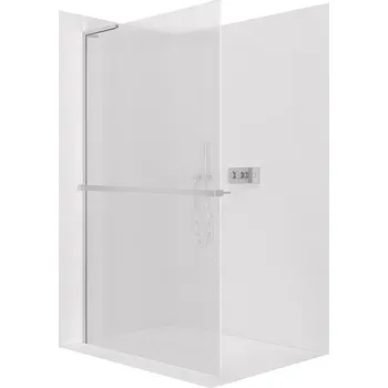 CERANO - Sprchová zástěna Walk-in Onyx L-levá vzpěra - 8 mm + polička/držák na ručníky - chrom, rýhované sklo - 150x200 cm