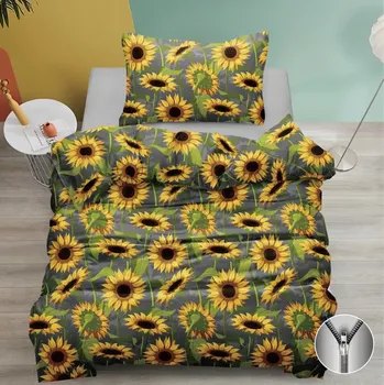 Povlečení TOTÁLNÍ VÝPRODEJ ! BAVLNĚNÉ POVLEČENÍ SLUNEČNICE - ŠEDÉ 140x200/70x90