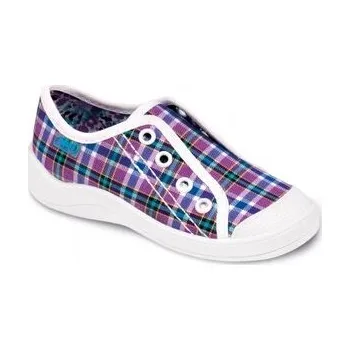 Dívčí tenisky 107X070 25 - dívčí tenisky BEFADO, fialové káro S 107X070_25