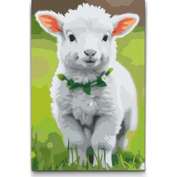 Malování podle čísel - Beránek na jaře Velikost: 40x60cm, Rámování: Pouze srolované plátno