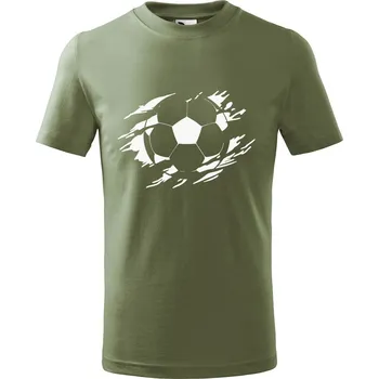 Dětská móda Dětské tričko s potiskem Fotbalový míč Velikost: 134/8 let, Barva trička: Khaki
