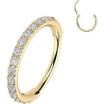 Piercing Šperky4U Zlacený ocelový piercing - segment kruh se zirkony - SG120GD-08
