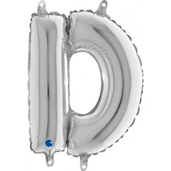 Balónek PÍSMENO STŘÍBRNÉ MINI D (35cm,14") fóliový balónek nafukovací