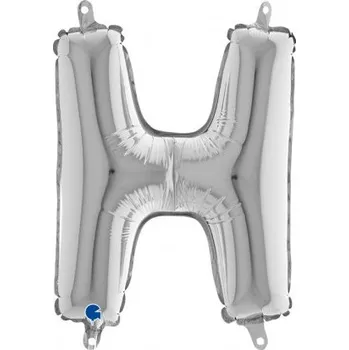 Balónek PÍSMENO STŘÍBRNÉ MINI H (35cm,14") fóliový balónek nafukovací