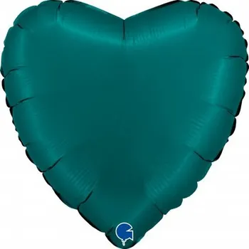 Balónek Srdce saténově smaragdové 18"/46cm fóliový balónek nafukovací