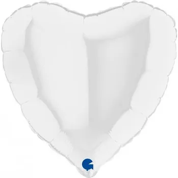 Balónek Srdce bílé NB 18"/46cm fóliový balónek nafukovací