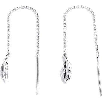 Náušnice For Silver Visací řetízkové náušnice s peříčkem - Stříbro 925