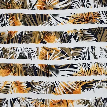 Úplet N4245 bílý, pruhy s palmovými listy, š.150