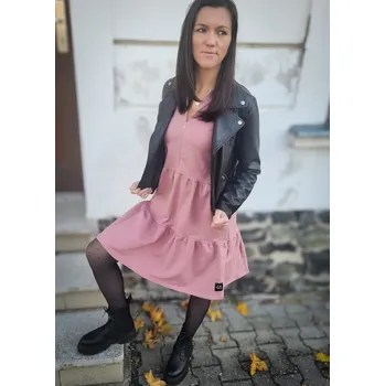 Dámské šaty Kulišárny Dámské teplákové BOHO šaty OLDPINK VELIKOST: 34, DÉLKA RUKÁVU: 3/4 RUKÁV