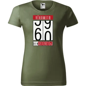 Dámské tričko s potiskem Věkometr 60 let Barva trička: Khaki - 09, Velikost: XS