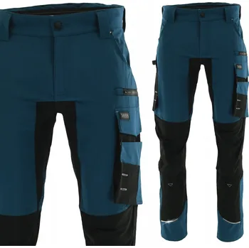 Pánské pracovní kalhoty BOZP, odolné, pohodlné, petrolejové, reflexní, do pasu, velikost 54