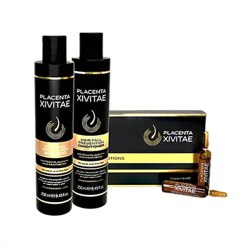 Přípravek proti padání vlasů Placenta Xivitae sada 3 produktů – šampon, kondicionér a tonikum proti padání vlasů s placentou pro růst a zpevnění vlasů