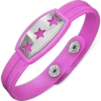 Náramek Náramek ocel růžový, hvězdičky 22 (Barevné náramky ocel, silikon)