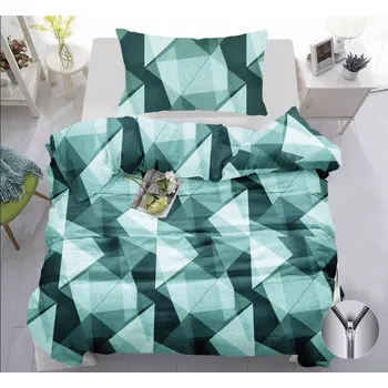 Povlečení ! AKČNÍ VÝPRODEJ ! LUXUSNÍ BAVLNĚNÉ POVLEČENÍ TRIANGLES TYRKYS 140x200/70x90cm