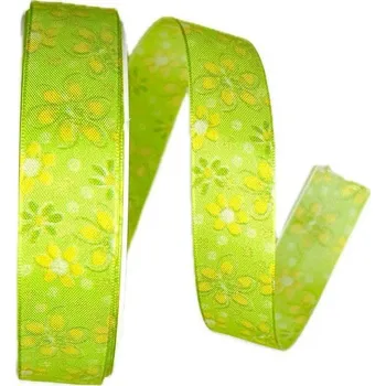 Vánoční dekorace GOLDINA Stuha taftová Spring Meadow zelená 25 mm × 20 m