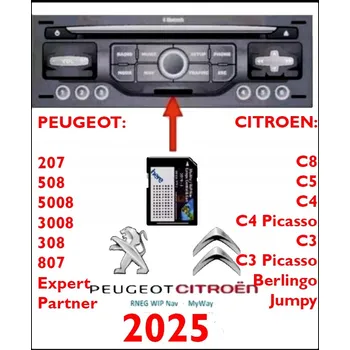 IP kamera Mapa do navigace Citroen Peugeot Evropa s radary, SD karta