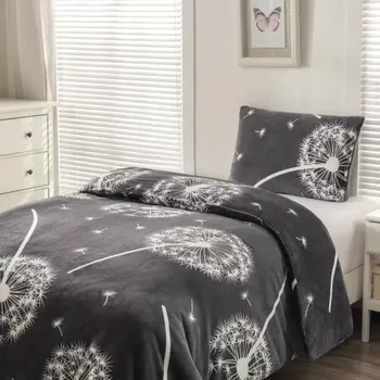 Povlečení Novinka 2025 ! POVLEČENÍ MIKROPLYŠ NA 2 POSTELE 140x200/70x90cm - PAMPELIŠKY GRAY + PROSTĚRADLO ZDARMA !