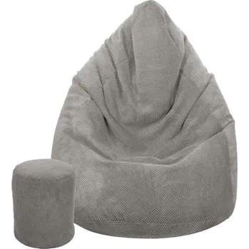 Sedací pytel Toffel Sedací vak MAXI COMFORT Plyš 125x95 cm s podnožkou Vzor: šedá