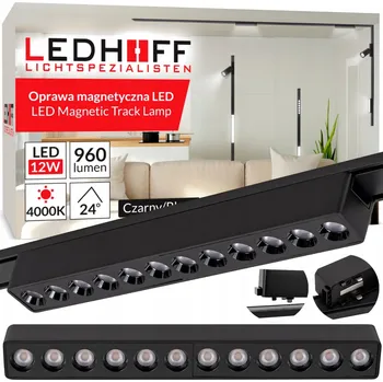 LED reflektor do magnetické lišty 12W bodový ČERNÝ 4000K svítidlo