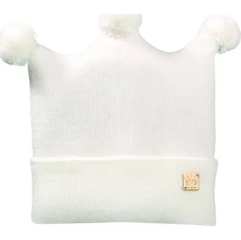 Čepice Dětská pletená čepice s nášivkou PLETEX H135 Barva: Smetanová
