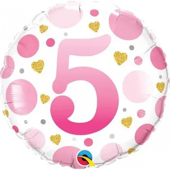 Balónek Kruh - Růžový 5 rok 18"/45cm fóliový balónek