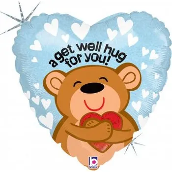 Balónek Srdce - Medvídek, Big Hug For You 18"/46cm fóliový balónek nafukovací