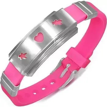 Náramek Náramek ocel růžový srdce 21 (Barevné náramky ocel, silikon)
