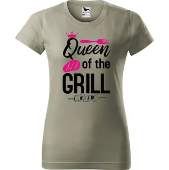Dámské tričko Dámské tričko s potiskem Queen of the grill Barva trička: Světlá khaki - 28, Velikost: L