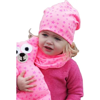 Čepice Spadená bavlněná čepice PLETEX - B694 - malé růžové hvězdičky Obvod hlavy v cm: 52-56 cm