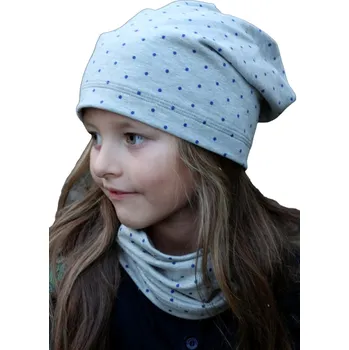Čepice Spadená bavlněná čepice PLETEX - B694 - modrý puntík Obvod hlavy v cm: 40-44 cm
