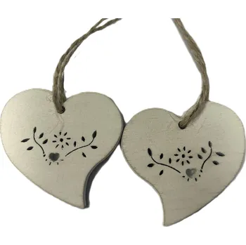 Srdce bílé dřevěné s otvorem B 8 cm