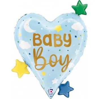 Balónek Srdce Baby Boy 25"/64cm fóliový balónek nafukovací