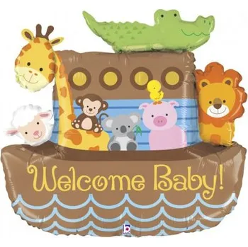 Balónek Noemova archa Vítej baby 37"/94cm fóliový balónek nafukovací