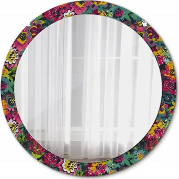 Zrcadlo Zrcadlo závěsné se skleněným rámem Malované květiny 90