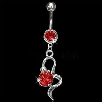 Piercing Piercing ocel visací, červený 86 (Piercing chirurgická ocel do pupíku )