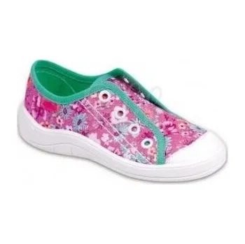 Dívčí tenisky 107X077 25 - dívčí tenisky BEFADO, růžové, kytičky S 107X077_25