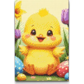 Diamantové malování Diamantové malování - Veselé velikonoční kuřátko Velikost: 20x30cm, Rámování: Pouze srolované plátno, Diamanty: Kulaté