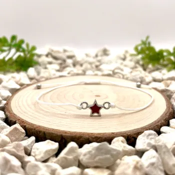 Náramek Certom originální provázkový náramek se stříbrnou hvězdou a jemnými stříbrnými detaily 0189