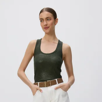 Dámské tričko Reserved - Lesklý top na ramínka - světle olivová - 9966B-81X - 9966B-81X-L