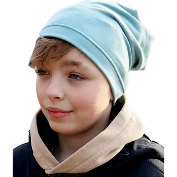 Čepice Bavlněná spadená čepice PLETEX - B605 - mintová Obvod hlavy v cm: 48-52 cm