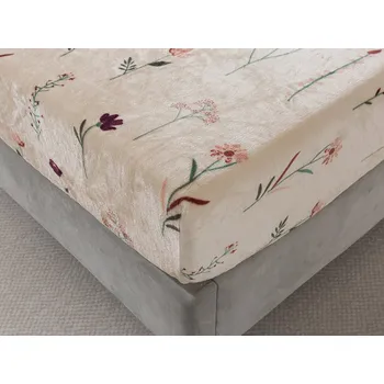 Prostěradlo XPOSE® Mikroplyšové prostěradlo DIVOKÉ MÁKY Exclusive 90x200 cm béžová