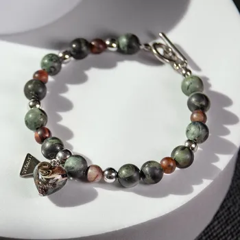 Náramek Lampglas Náramek Bull’s Heart s unikátní perlou Lampglas, jaspisem kambaba a býčím okem