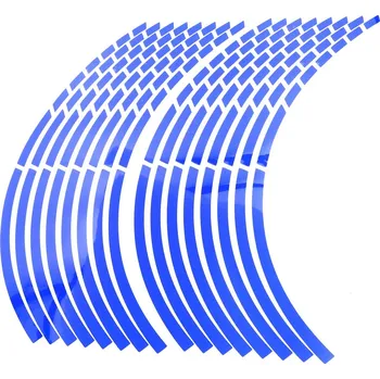 SEFIS Reflexní dělené proužky na kola motocyklu 16 ks modré