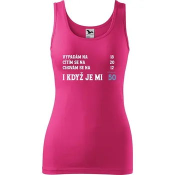 Dámské tílko s potiskem Je mi 50 Velikost: L, Barva: Purpurová
