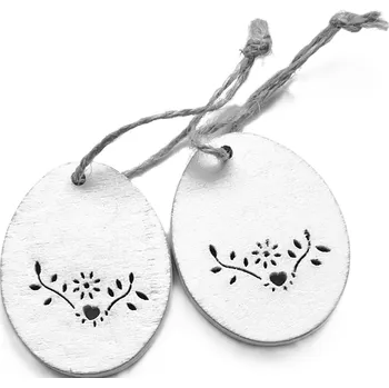 Velikonoční dekorace Dřevěná dekorace - vejce bílé, 5 cm